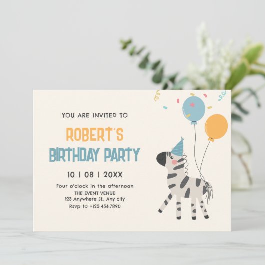 Schattigee zebra-ballonnen kaart (Staand voorkant)