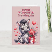 Schattigee Zebra Bloemen Gift Kleindochter Valenti Feestdagen Kaart (Voorkant)