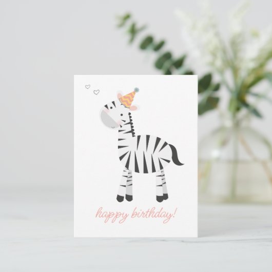 Schattigee Zebra Cartoon - Kinderen Verjaardag Briefkaart (Staand voorkant)