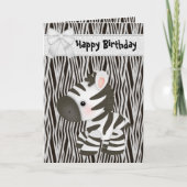Schattigee Zebra & Cupcake (binnen) Verjaardag Kaa Kaart (Voorkant)