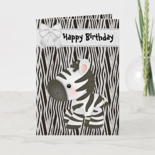 Schattigee Zebra & Cupcake (binnen) Verjaardag Kaa Kaart (Voorkant)
