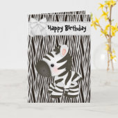 Schattigee Zebra & Cupcake (binnen) Verjaardag Kaa Kaart (Gele Bloem)