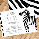 Schattigee Zebra Dusty Blue Boy Baby shower Uitnod Kaart