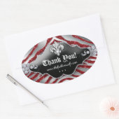 Schattigee Zebra Fleur de lis Glitter Rood Ovale Sticker (Envelop)
