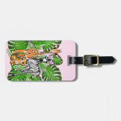 Schattigee zebra giraffe tijger oerwoud thema bagagelabel (Voorkant horizontaal)