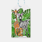 Schattigee zebra giraffe tijger oerwoud thema cadeaulabel (Voorkant)