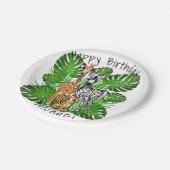 Schattigee zebra giraffe tijger oerwoud thema papieren bordje (Gekanteld)