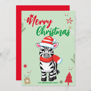 Schattigee Zebra Kerstboom Vakantie Familienaam Feestdagenkaart