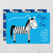 Schattigee Zebra Kinder 1e verjaardagsfeestuitnodi Kaart (Voorkant / Achterkant)
