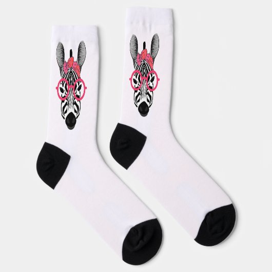 Schattigee Zebra meisje Crew Sokken (Rechts)