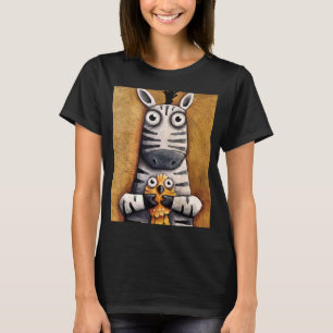 Schattigee Zebra met een vogeltje in zijn arm T-shirt