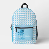 Schattigee Zebra met harten en aangepaste naam Bedrukte Rugzak (Voorkant)