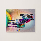 Schattigee Zebra met regenboogkleuren, Zebra Legpuzzel (Horizontaal)