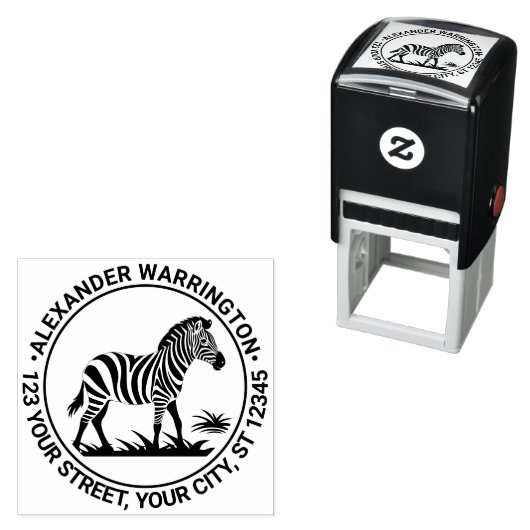 Schattigee Zebra-naam Retouradres Zelfinktende Stempel (In situ)