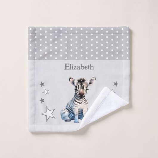 Schattigee zebra Naam toevoegen Polka dots sterren Washandje (Wasdoekje)
