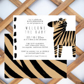 Schattigee Zebra Natural Baige Baby shower Uitnodi Kaart