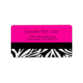 Schattigee Zebra Print Aangepaste Hot Pink Adresla Etiket (Voorkant)