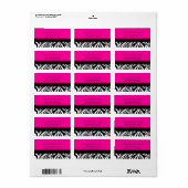 Schattigee Zebra Print Aangepaste Hot Pink Adresla Etiket (Full Sheet)