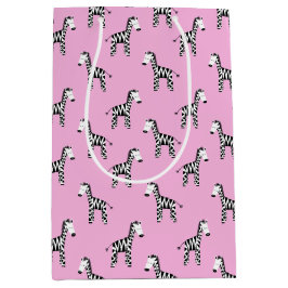Schattigee zebra roze medium cadeauzakje