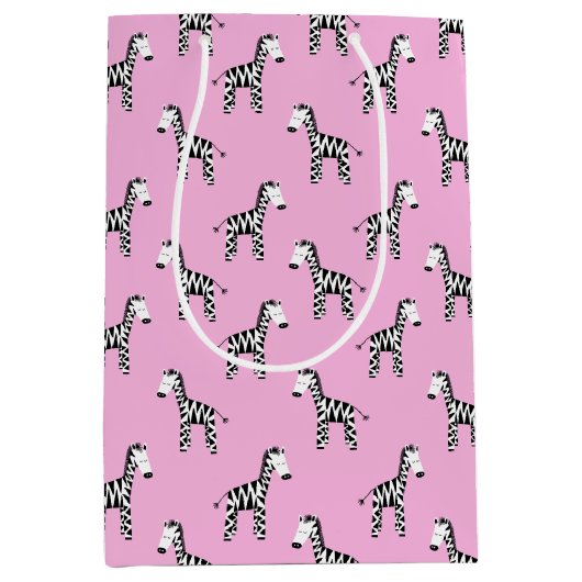 Schattigee zebra roze medium cadeauzakje (Voorkant)