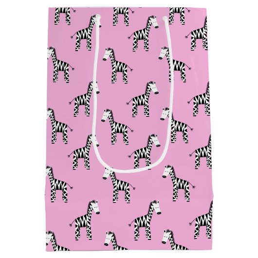Schattigee zebra roze medium cadeauzakje (Achterkant)