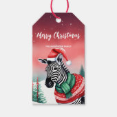 Schattigee Zebra Safari Kerstfeest Sneeuw kinder Cadeaulabel (Voorkant)