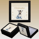 Schattigee zebra sterren Naam toevoegen Brown Keep Cadeaudoosje<br><div class="desc">Keepsake Gift Box voor kinderen. Personaliseer met een naam. Met een schattige zebra,  polka stippen en sterren met de kleuren bruin en wit.</div>