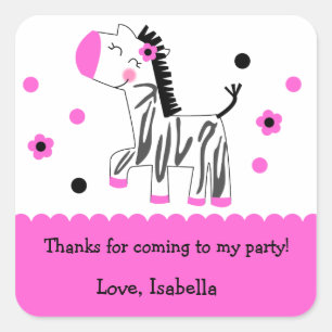 Schattigee Zebra Verjaardagsfeestje Favor sticker
