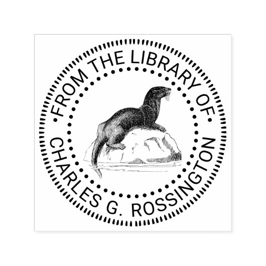 Schattigee  Zee Otter Tekening Bibliotheek Boeknaa Zelfinktende Stempel (Design)