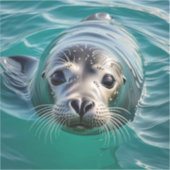 Schattigee zeehond die zijn hoofd uit het water st sticker (Voorkant)