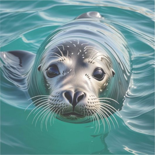 Schattigee zeehond die zijn hoofd uit het water st sticker (Voorkant)