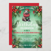 Schattigee zeehond zee leeuw Kerstman verjaardagsf Save The Date (Voorkant / Achterkant)