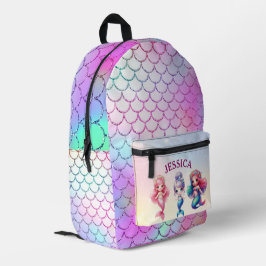 Schattigee zeemeermin 4e klas gepersonaliseerde na bedrukte rugzak