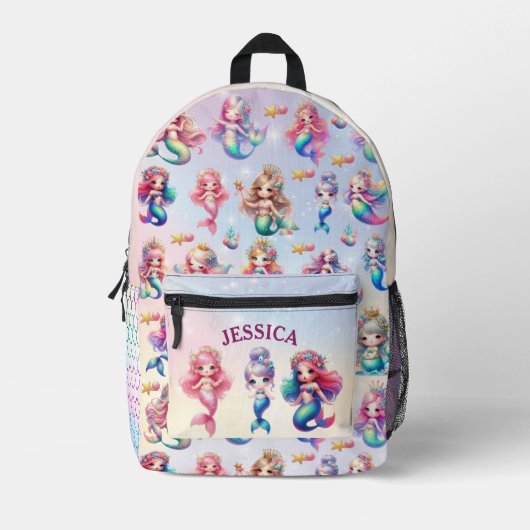 Schattigee zeemeermin 5e klas gepersonaliseerde na bedrukte rugzak (Voorkant)