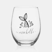 Schattigee Zeemeermin aangepaste naam Kinder cadea Wijnglas Zonder Voet (Voorkant)