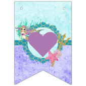 Schattigee Zeemeermin Blauwgroen & Paarse Gelukkig Vlaggetjes (Eerste vlag)