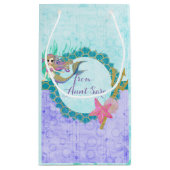 Schattigee Zeemeermin Blauwgroen & Paarse Verjaard Klein Cadeauzakje (Achterkant)
