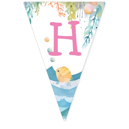 Schattigee zeemeermin Bunting Banner (Tweede vlag)