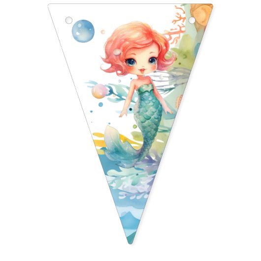 Schattigee zeemeermin Bunting Banner (Eerste vlag)