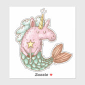 Schattigee Zeemeermin Eenhoorn Fantasy Dier Sticker (Vel)