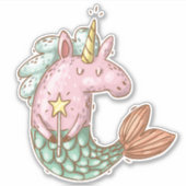 Schattigee Zeemeermin Eenhoorn Fantasy Dier Sticker (Voorkant)