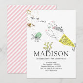 Schattigee Zeemeermin Eenhoorn Faux Gold Verjaarda Kaart (Voorkant / Achterkant)