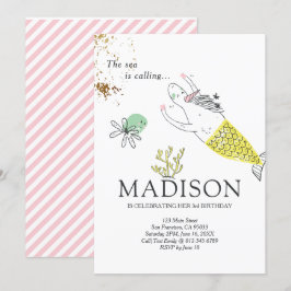 Schattigee Zeemeermin Eenhoorn Faux Gold Verjaarda Kaart