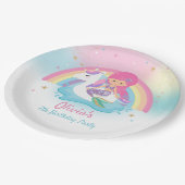 Schattigee Zeemeermin en Eenhoorn Zwembad Verjaard Papieren Bordje (Gekanteld)