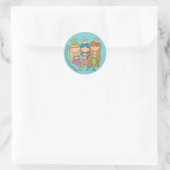 Schattigee Zeemeermin en Vrienden Baby shower Uitn Ronde Sticker (Tas)