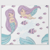 Schattigee zeemeermin en zeedieren cadeaupapier (Vlak)