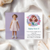 Schattigee Zeemeermin Foto Kids Verjaardagsfeest Kaart