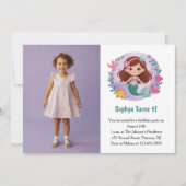 Schattigee Zeemeermin Foto Kids Verjaardagsfeest Kaart (Voorkant)