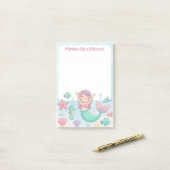 Schattigee zeemeermin gepersonaliseerde mitswa not post-it® notes (Op bureau)