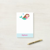 Schattigee zeemeermin grillig gepersonaliseerd post-it® notes (Op bureau)